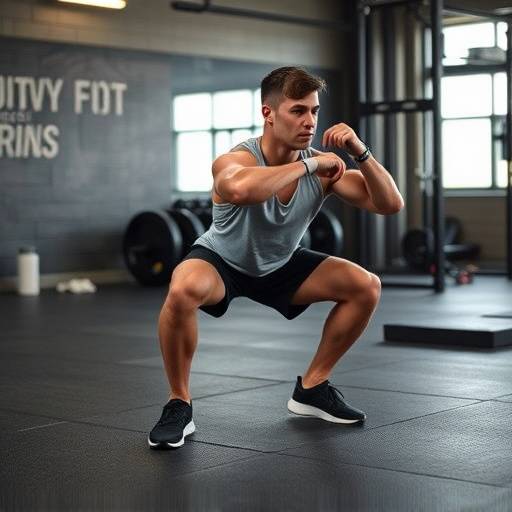 Beginner doing a bodyweight squat