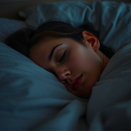 Close-up of a person sleeping peacefully in bed, representing sleep health