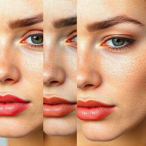 Collage of different skin types: oily, dry, combination, and sensitive skin