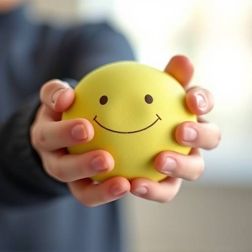 Hands holding a stress ball, symbolizing stress relief